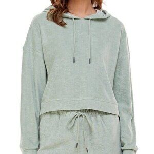 𝅺WAYF Bnwot Women Green Terry Hooded Sweater Sz Small